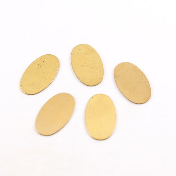 5 Pieces 22mm x 13mm Raw Brass Metal Oval Stamping Blank No Hole Cut Out Charm