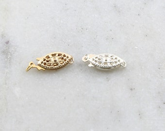 Broche de anzuelo de filigrana ovalada de 6 mm x 15 mm de una sola hebra en plata de ley o en oro de 14 quilates, suministros para fabricación de joyas, accesorios de cadena