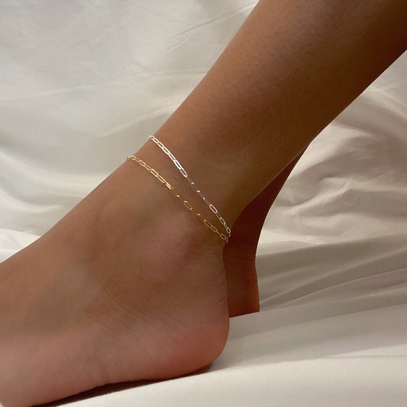 Andi 14k Gold Filled or Sterling Silver Dainty Thin Chain, Ready to Wear Anklet Choose Your Style