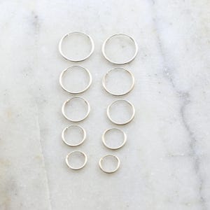 1 pair sterling silver small endless hoop earrings 18mm, 16mm, 14mm, 12mm, 10mm earring wires earring hook component