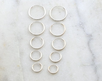 1 pair sterling silver small endless hoop earrings 18mm, 16mm, 14mm, 12mm, 10mm earring wires earring hook component
