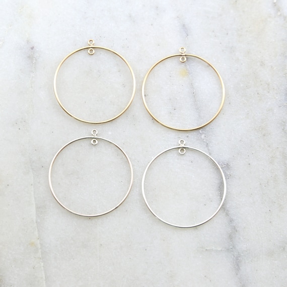 1 Pair Circle Round 31mm Chandelier Finding Earring Component with Inside Ring in Sterling Silver or 14K Gold Filled