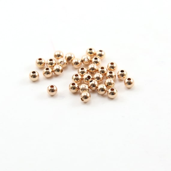 25 Pieces 4mm Smooth Seamless Round Rose Gold Filled Spacer Beads