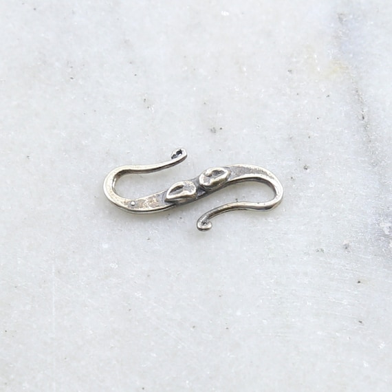 Large Sterling Silver S Hook Clasp with Leaf Design Jewelry Making Supplies Chain Findings