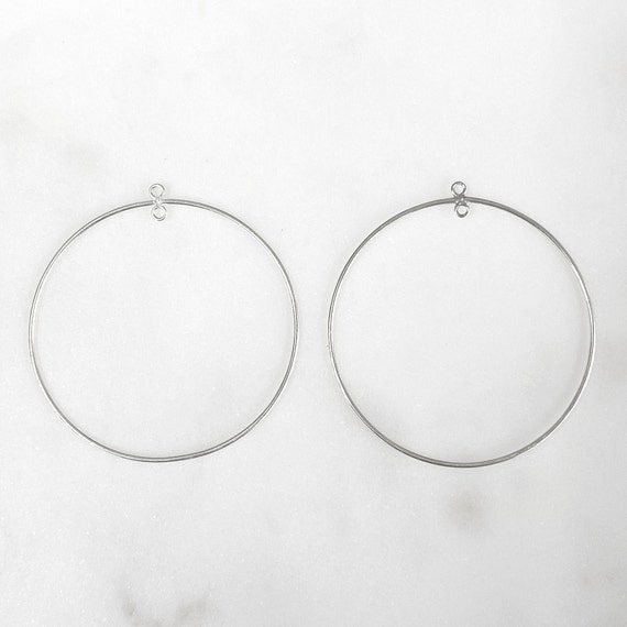 1 Pair Circle Round 40mm Chandelier Finding Earring Component with Inside Ring in Sterling Silver