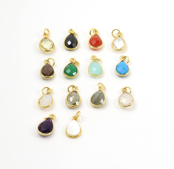 Purple Rounded Faceted Glass Drop Charm 14k Gold-plated Silver Purple Rounded Faceted Glass Drop Charm 14k Gold-plated Silver