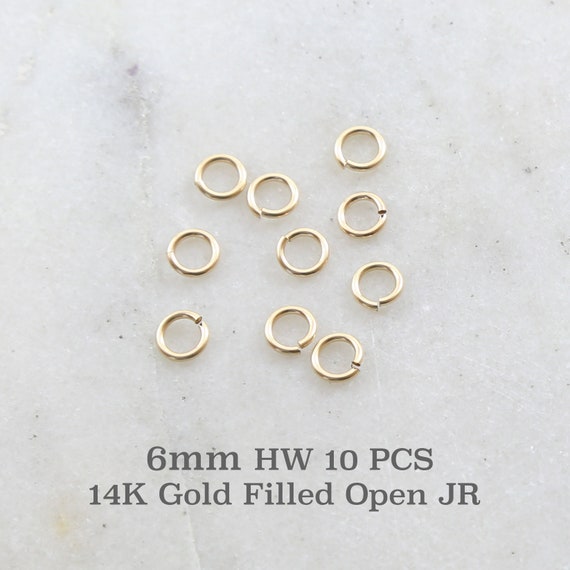 10 Pieces 6mm Heavy Weight 18 Gauge 14K Gold Filled Open Jump Rings Charm Links Jewelry Making Supplies Gold Findings