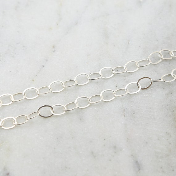 Large Flat Link Sterling Silver Oval Chain Extender Chain 8mm x 6mm  / Sold by the Foot / Bulk Unfinished Chain