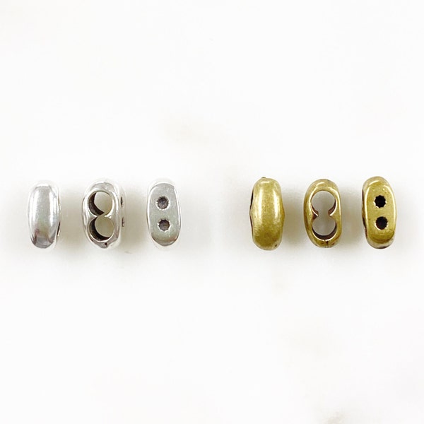 5 Pcs-Brass Double Hole Cord Sliding Bead Three Sided Sliding Bead Choose Your Color Antique Silver or Antique Brass Jewelry Making Supplies