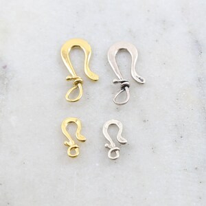 Organic shape flat twist wrap hook clasp small and large in sterling silver or vermeil jewelry making supplies chain findings