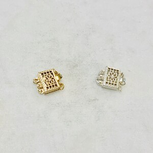 3 strand 11.5mm x 10.5mm rectangle filigree clasp in sterling silver or 14k gold filled jewelry making supplies chain findings