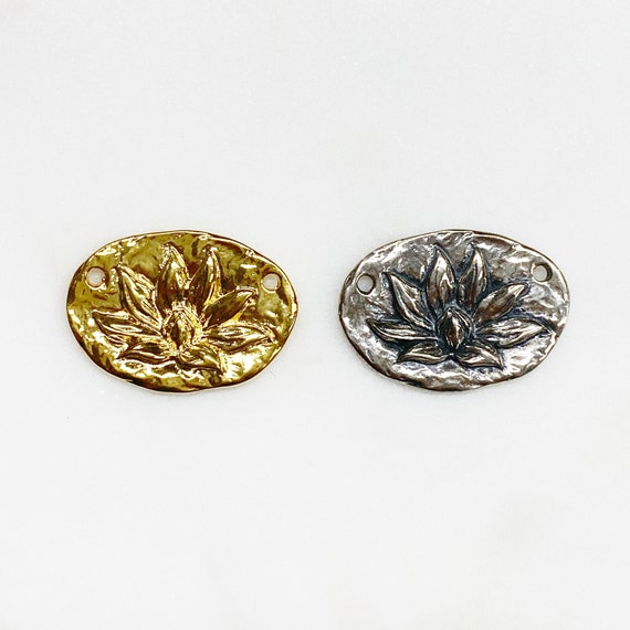 Vermeil or Sterling Silver Lotus Flower Connector Pendant Charm Backs Says Enlightenment Lotus Unique Jewelry Making Charm