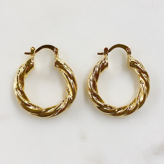 18k Gold Filled 30mm Twisted Rope Hoops