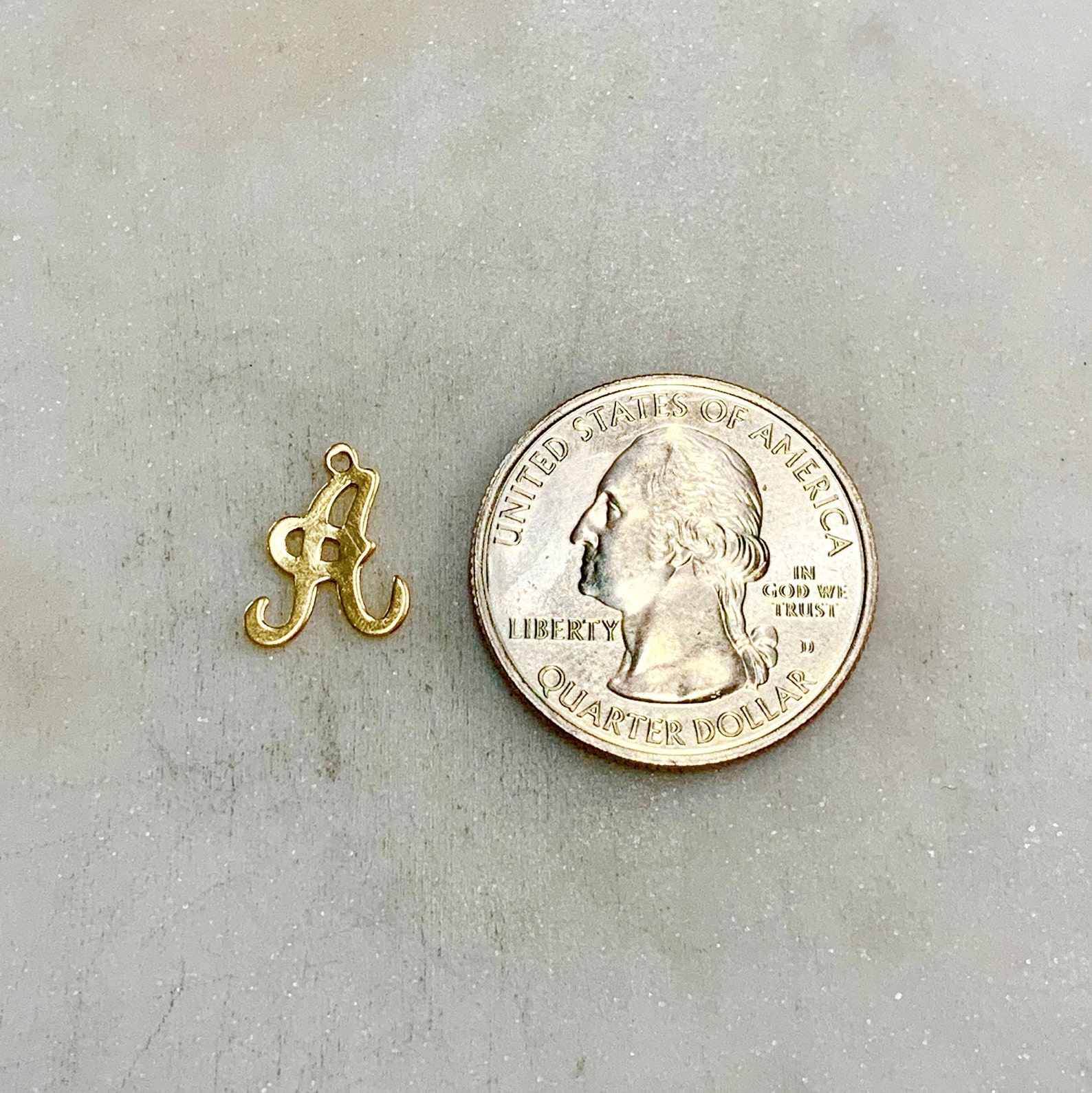 14K Gold Filled Alphabet Script Letter Cut Out Charm Pendant Choose ...