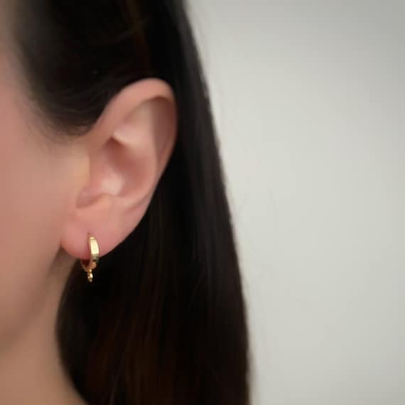 1 Pair Mini Gold Hoop Earrings Simple Gold Plated Earrings With Hoop Component - Sold as Pair