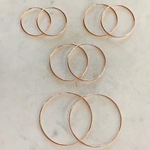 1 par de aros pequeños sin fin rellenos de oro rosa de 14 quilates, 30 mm, 35 mm, 40 mm, 50 mm, alambres para pendientes, componente para pendientes