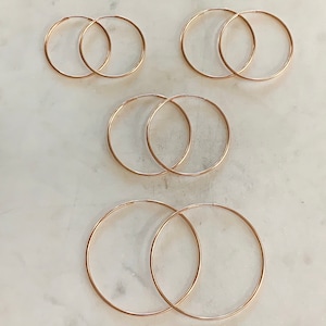 1 Pair 14K Rose Gold Filled Small Endless Hoop Earrings ,30mm,35mm,40mm, 50mm Earring Wires Earring Component image 1