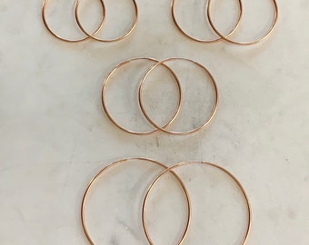 1 Pair 14K Rose Gold Filled Small Endless Hoop Earrings ,30mm,35mm,40mm, 50mm Earring Wires Earring Component