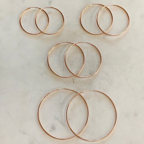 1 Pair 14K Rose Gold Filled Small Endless Hoop Earrings ,30mm,35mm,40mm, 50mm Earring Wires Earring Component
