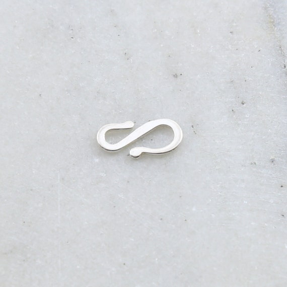 Sterling Silver Small Smooth Flat Asymmetrical S Hook Clasp Jewelry Making Supplies Chain Findings