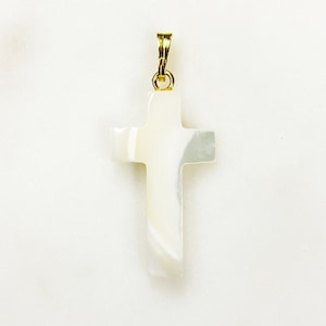 Mother Of Pearl Cross Charm Unique Religious Pearl Charm Jewelry Making Charms & Supplies