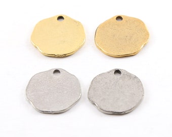 2 Pieces Smooth Large 20mm Organic Shape Coin Pewter Metal Circle Stamping Disc Charm Medallion Pendant in Antique Gold or Antique Silver