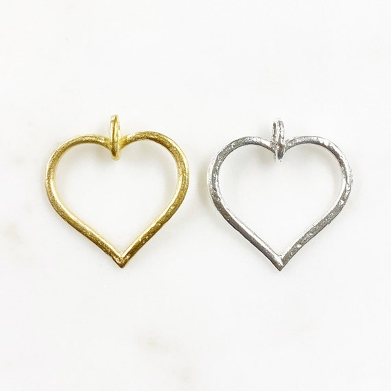 1 Piece Large Pewter Heart Charm Choose Your Color Matte Gold or Silver Love, Valentine's Day Charm Friendship Heart Jewelry Making Charms