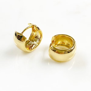 1 paar extra dikke mini-hoopoorbellen van 9 x 18 mm, 18k gold filled knuffeloorbellen