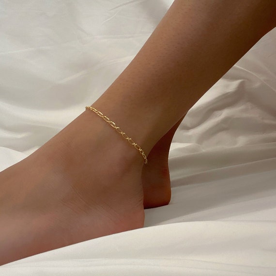 Anaiis 14k Gold Filled Dainty Thin Chain, Ready to Wear Anklet