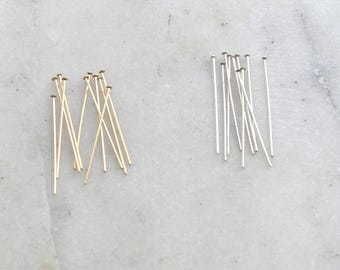10 pieces 1 inch flat head pin 24 gauge 14k gold filled or sterling silver stringing bead supplies