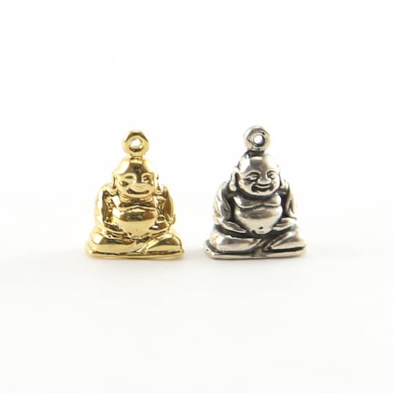 Detailed Buddha Charm Sterling Silver Vermeil Gold Yoga Charm