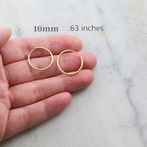 1 Pair 14K Gold Filled Small Endless Hoop Earrings 16mm, 14mm, 12mm ,9mm Earring Wires Earring Hook Component image 8