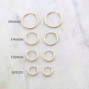 1 Pair 14K Gold Filled Small Endless Hoop Earrings 16mm, 14mm, 12mm ,9mm Earring Wires Earring Hook Component image 3