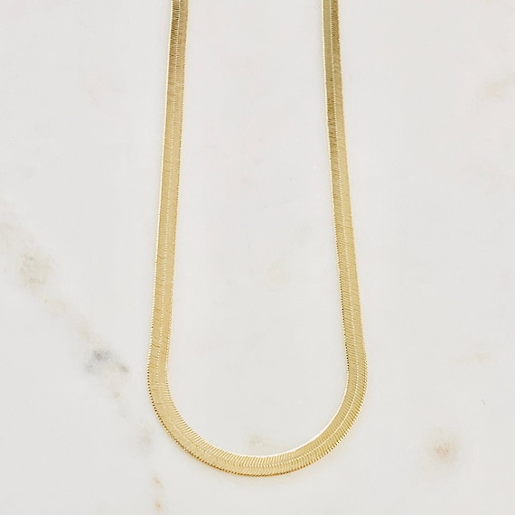 Ready To Wear Finished Herringbone Chain 18K Gold Filled 4mm Finished Chain 16 Inch, 18 Inch, or 20 Inch  Ready Made Chain Necklace