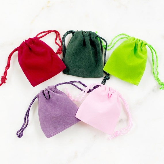 5 Pieces Small Velveteen Drawstring Bag Pouch Wedding Favors, Jewelry Packaging, Coin Storage, Small Gift Bag / Choose your Color