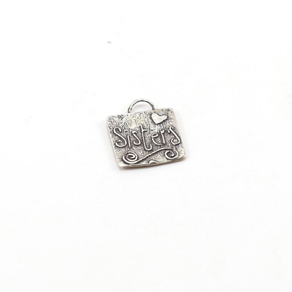 Whimsical Sterling Silver Sisters with Heart and Swirl Love Charm