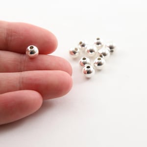 10 pieces 6mm smooth seamless round sterling silver 925 spacer beads image 2