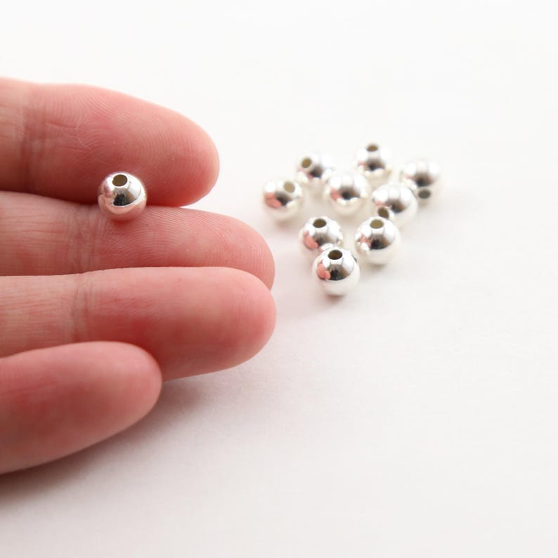 10 pieces 6mm smooth seamless round sterling silver 925 spacer beads image 2