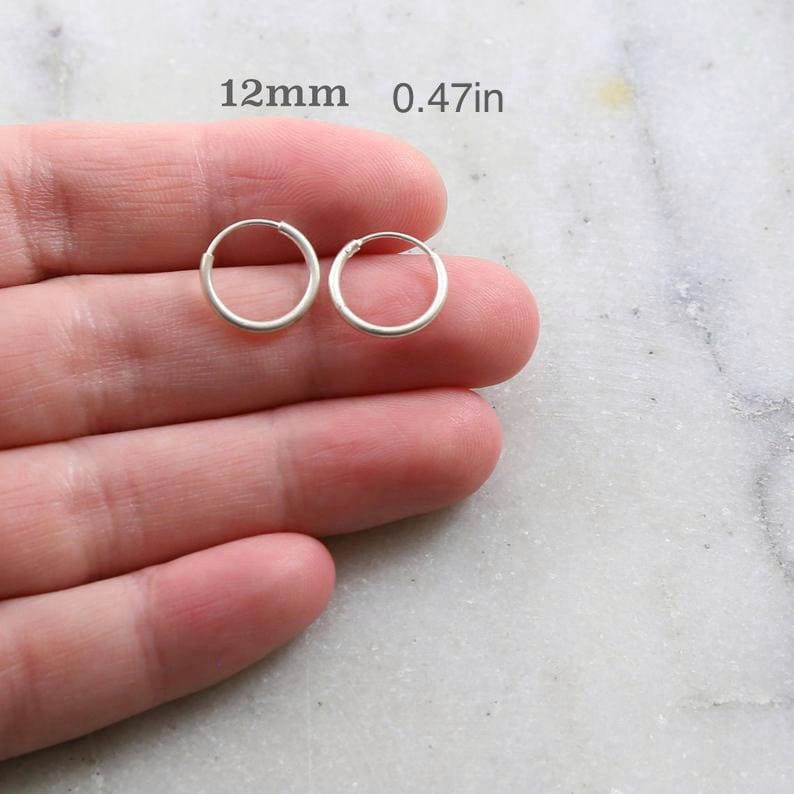 1 Pair Sterling Silver Small Endless Hoop Earrings 18mm, 16mm, 14mm, 12mm, 10mm Earring Wires Earring Hook Component image 6