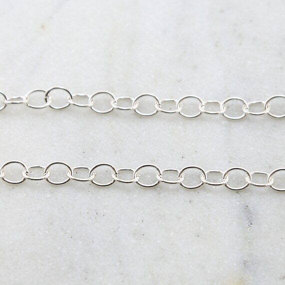 Oval Link Dainty Sterling Silver Chain Perfect for Extenders / Sold by the Foot / Bulk Unfinished Chain