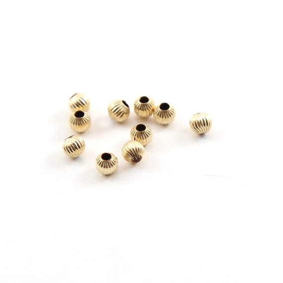 10 Pieces 4mm Corrugated Seamless Round 14K Gold Filled Spacer Beads