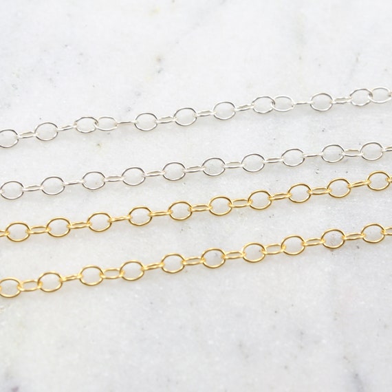 Oval Link Chain 14K Gold Filled or Sterling Silver Perfect for Extenders 4mm x 5mm Permanent Jewelry/Sold by the Foot/ Bulk Unfinished Chain