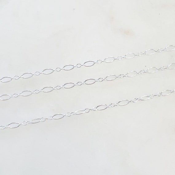 Sturdy Long and Short Oval and Circles 5.3mm x 1.8mm Sterling Silver Permanent Jewelry / Bulk Unfinished Chain Sold by Foot
