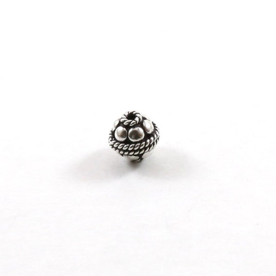 Unique 8mm Sterling Silver Bali Style Accent Round Spacer Bead