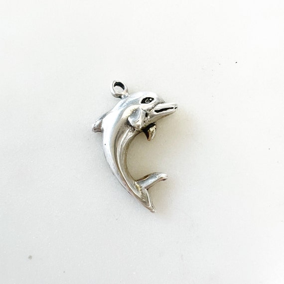 Sterling Silver Detailed  Swimming Dolphin Jumping Charm Ocean Inspired Beach Pendant Animal Conservation Charm