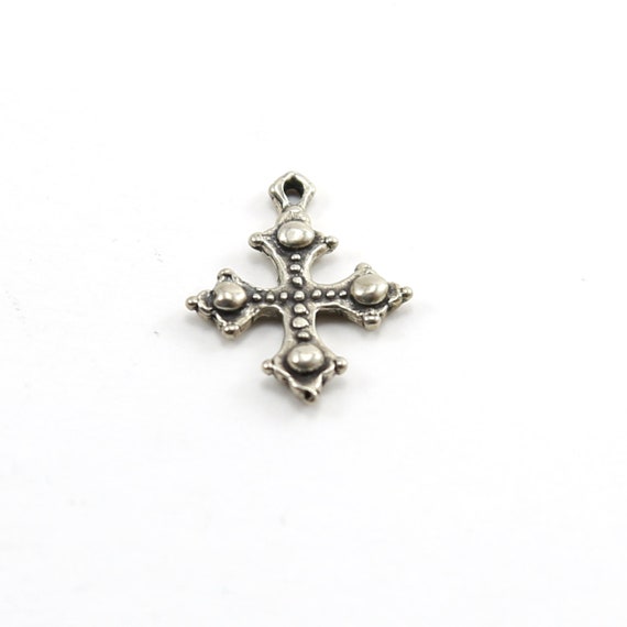 Sterling Silver Medieval Cross Charm in Sterling Silver Religious Spiritual Catholic Pendant