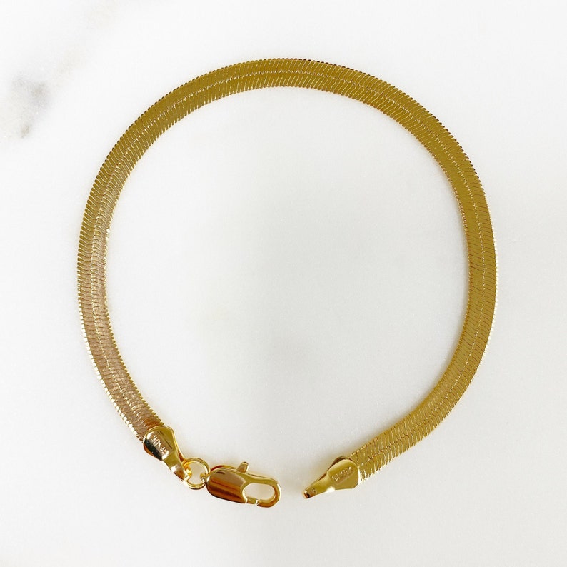 Ready to Wear 18k Gold Filled 4mm Thick Herringbone Bracelet Etsy