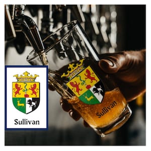 Custom Family Coat of Arms Pint Glass in Color, Family Crest Sublimated Beer Drinking Glass, 16 oz Glass