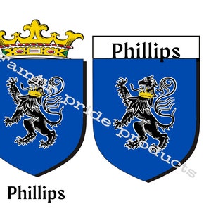 2 Phillips Family Coat of Arms Downloads | Welsh Phillips Family Crest Download Cut File Svg Jpg Png Download
