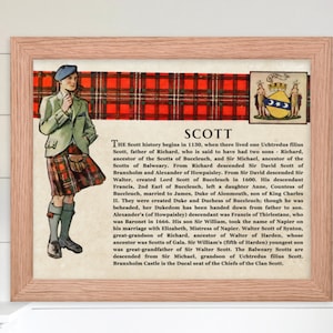 Clan Scott Scottish Clan Wall Art Print Vintage Scottish History Poster Family History Gift Rustic Historical Scotland Poster Print